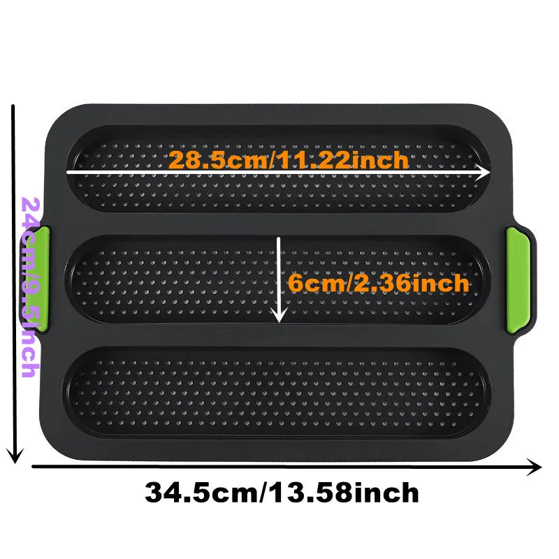 Non-Stick Silicone Hamburger Bun Mold - Food Grade Bread Loaf, Baguette and French Bread Baking Tray for Sandwiches