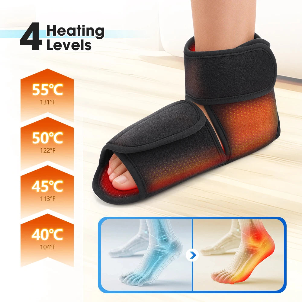 Portable Air Compression Ankle & Foot Massager - 4-Level Intensity Heated Foot Massage Wrap