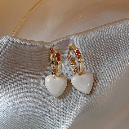 French Retro Drop Earrings – Glazed Semi-Circular Zircon Inlaid Luxury Earrings for Women, Perfect Party Jewelry