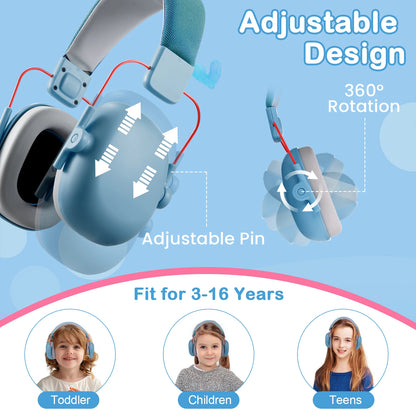Adjustable Kids Noise Reduction Earmuffs – Baby Ear Protection with 25dB NRR Safety Muffs