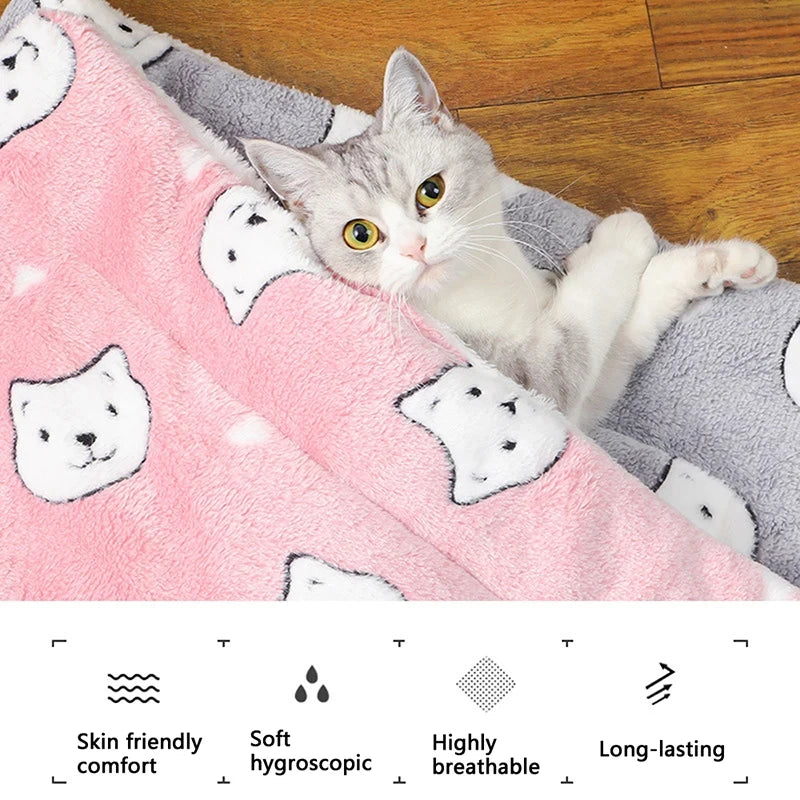 Thick Flannel Pet Sleeping Mat - Soft Warm Cat & Small Dog Cushion Blanket