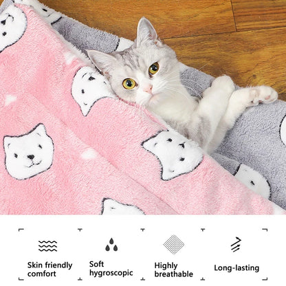 Thick Flannel Pet Sleeping Mat - Soft Warm Cat & Small Dog Cushion Blanket