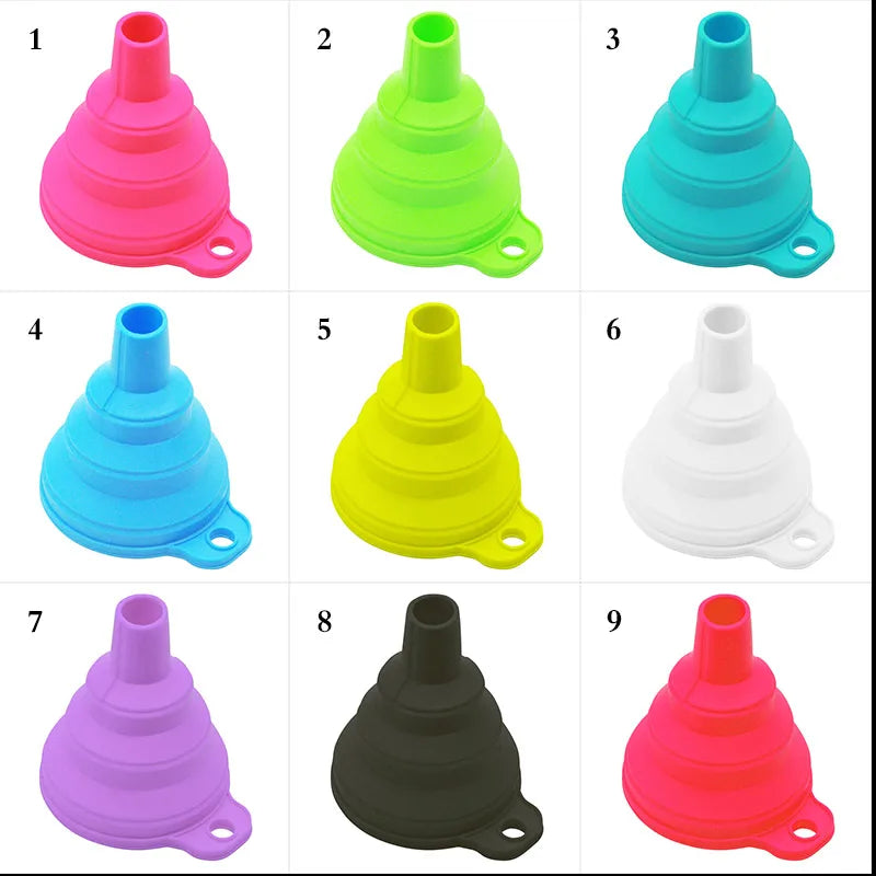 Mini Silicone Foldable Funnel - Collapsible Portable Funnel for Kitchen, Oil, Fuel & More