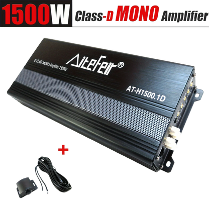 1500W RMS Class D Mono Amplifier with Remote - 1-Channel Stable Power Amp for Subwoofer Systems