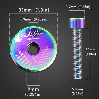 KRSEC Bicycle Headset Cap - Rainbow Aluminum Alloy MTB Road Bike Stem Top Cap Cover