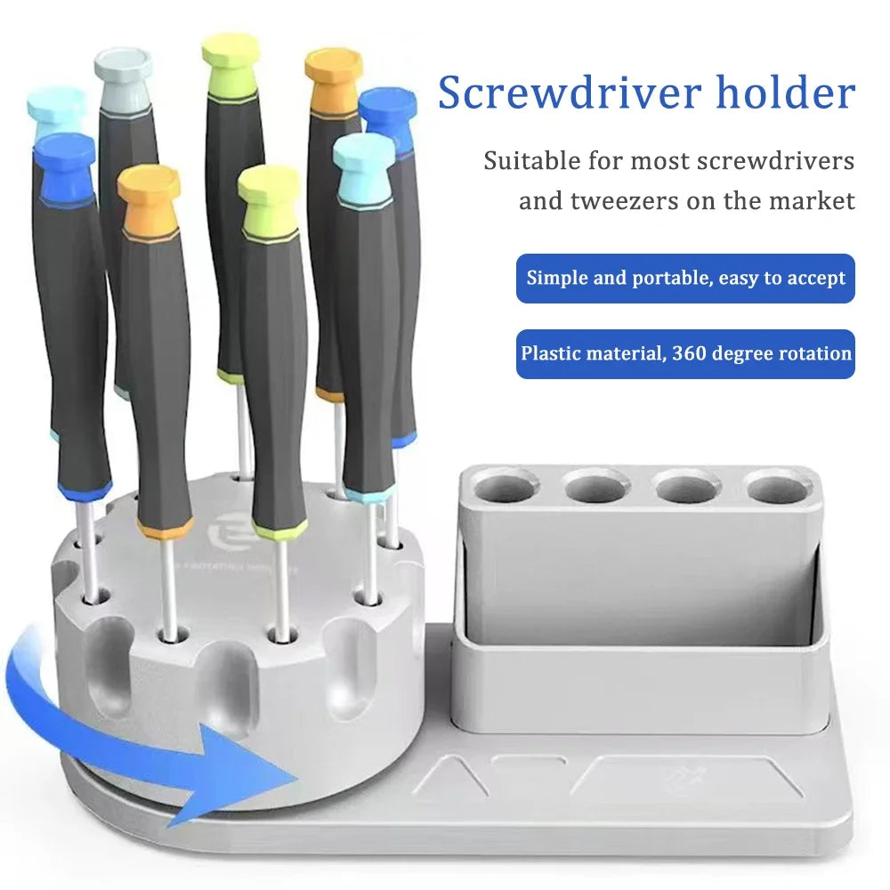 360° Rotating Magnetic Screwdriver Storage Rack – Mobile Phone Repair Tool Box & Parts Organizer Set