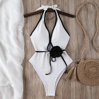 2025 Women’s Floral Halter One Piece Swimsuit – Bandage Monokini Bathing Suit Beachwear
