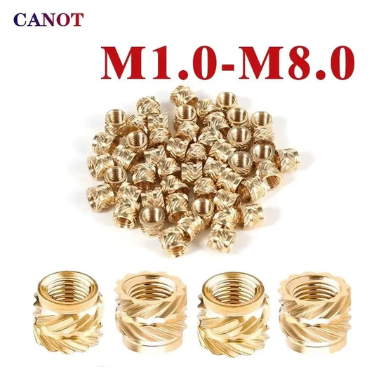 Brass Threaded Insert Nuts - Hot Melt Knurled Female Thread Embedment Inserts for 3D Printing & DIY Projects