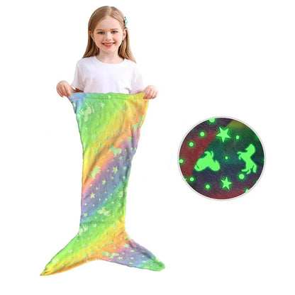 Flannel Mermaid Sleeping Bag — Soft Universal Rainbow Mermaid Tail Blanket, Cozy and Beautiful for Children