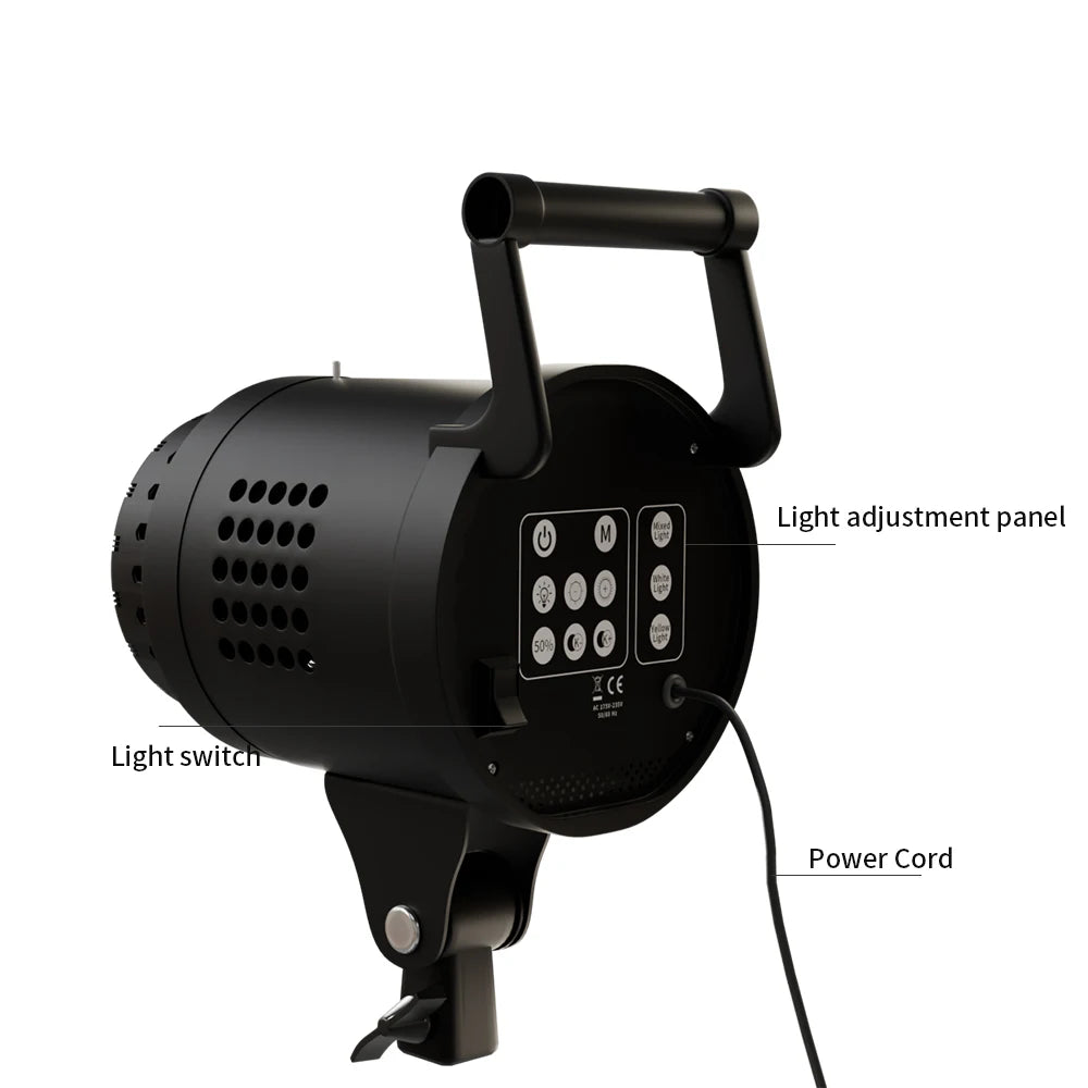 115/135W Bowens LED Photography Studio Light - 220V Daylight-Balanced Video Lamp, 3000–6000K, 3 Colors for Portraits & Studio Shooting
