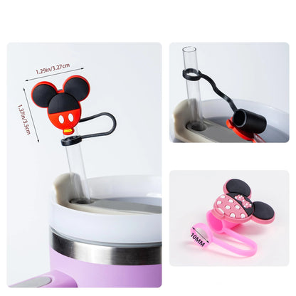 8PCS Cute Mouse Straw Covers - 10mm Straw Toppers for Stanley 20/30/40oz Cups