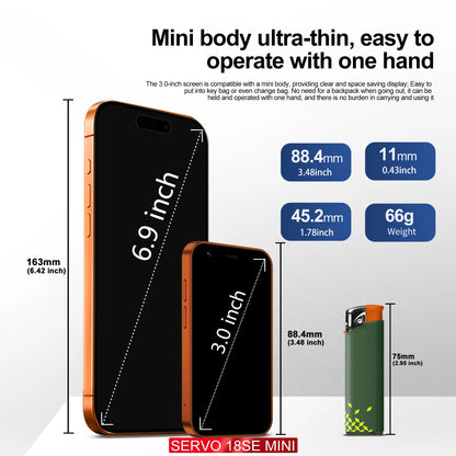 SERVO 18SE Mini Smartphone - 3G Android Phone with 2GB RAM, 16GB Storage & Dual SIM