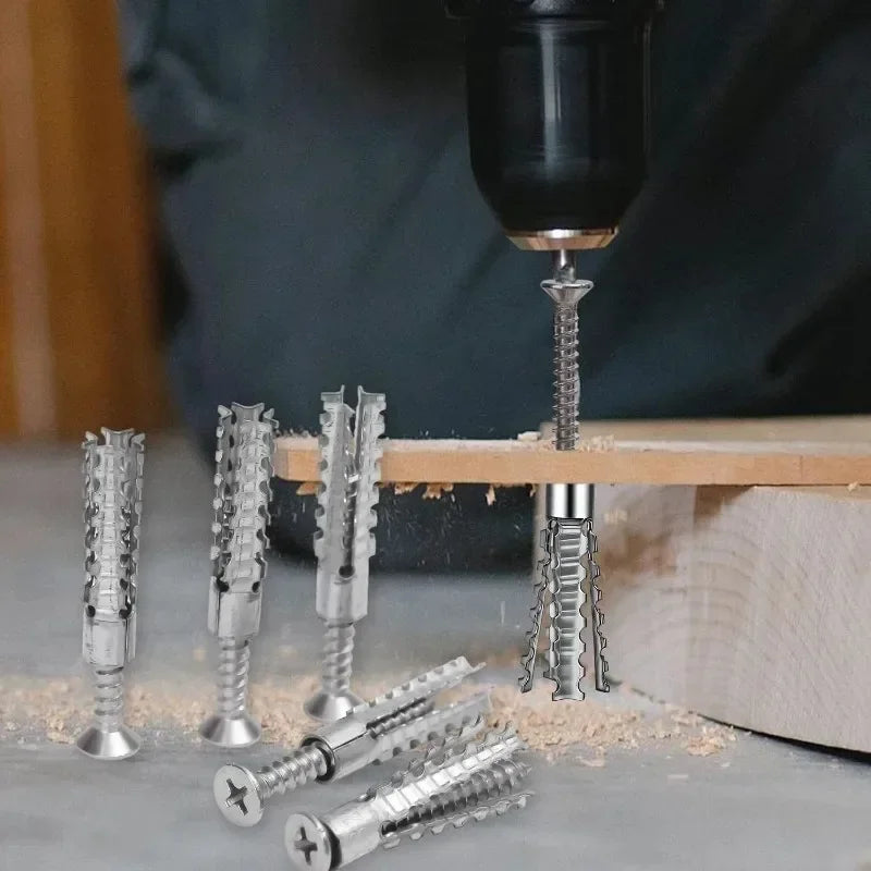 Hollow Wall Expansion Screw Kit - Metal Anchors with Self Tapping Screws for 6/8mm Pipe Drilling & Fastening