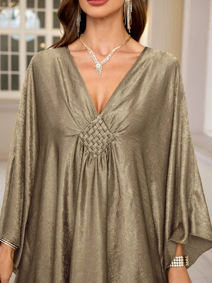 Women’s Sparkly Glitter Kaftan Dress – Batwing Sleeve Beach Maxi Cover-Up