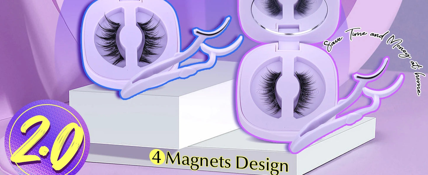 Magnetic Eyelashes Kit – Natural Look Cat Eye Lashes with Applicator, Reusable, No Glue or Eyeliner (PH309)