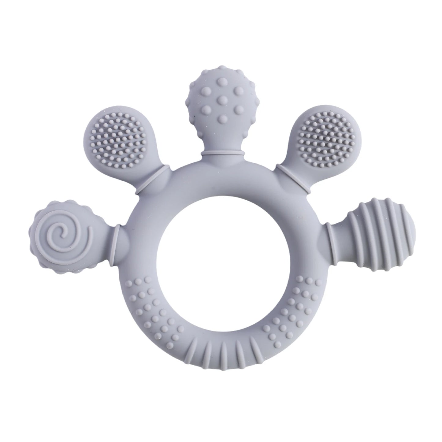 Baby Silicone Teether Toy - Cartoon Rattle Gum Relief Infant Teething Accessory for 0-12 Months