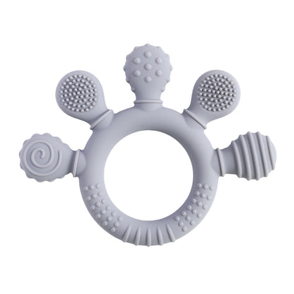 Baby Silicone Teether Toy - Cartoon Rattle Gum Relief Infant Teething Accessory for 0-12 Months