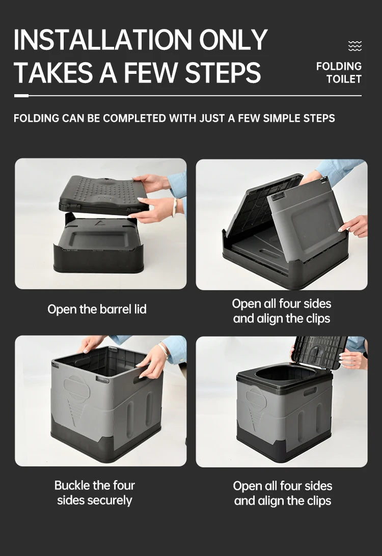 Portable Outdoor Camping Toilet – Odor-Proof Folding Emergency & Multifunctional Travel Toilet