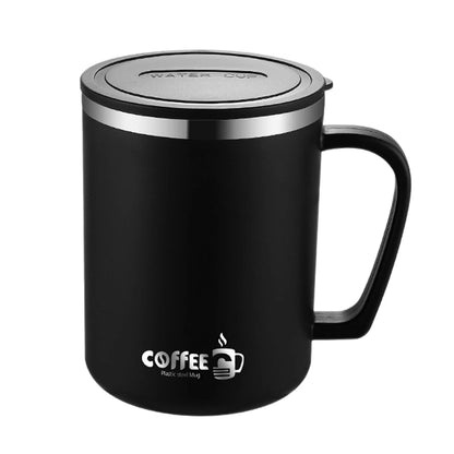 WORTHBUY 480ml Stainless Steel Insulated Coffee Mug – Double Layer Thermal Travel Cup with Lid, Handle & Leak-Proof Design