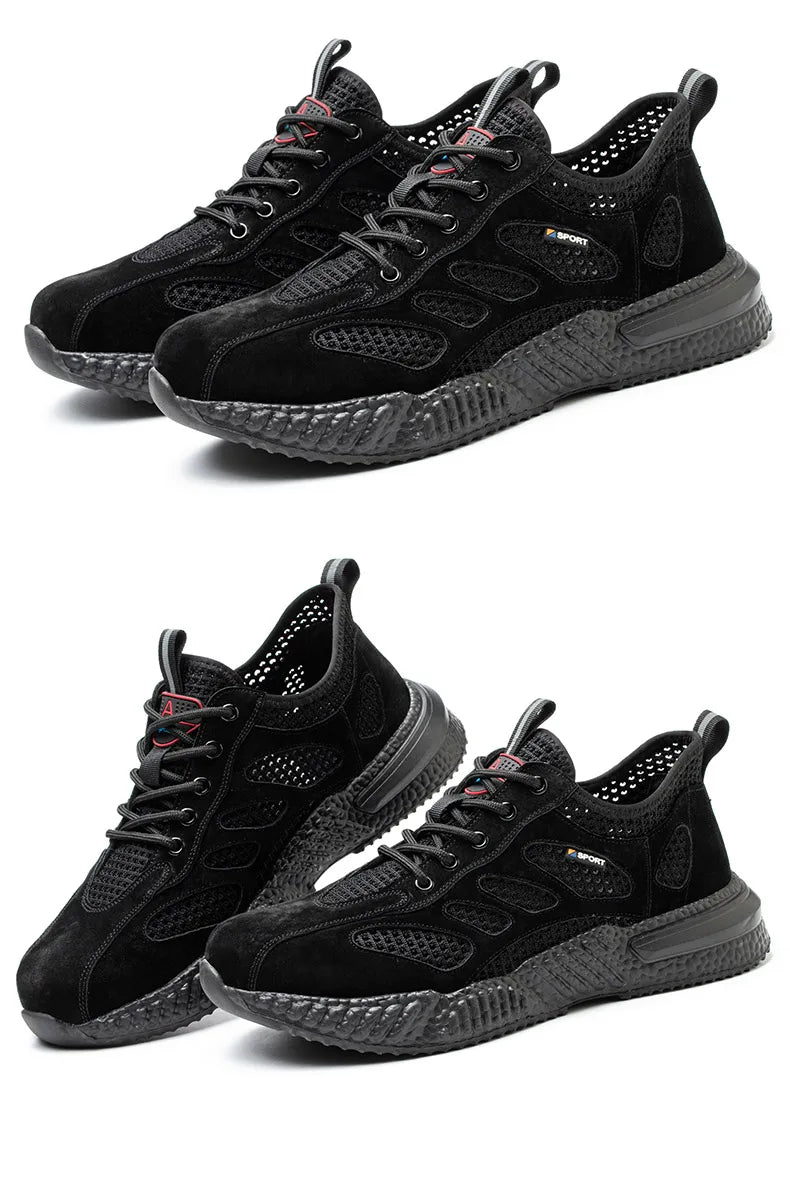 Men’s Summer Work Shoes — Lightweight Breathable Safety Sneakers with Steel Toe Cap