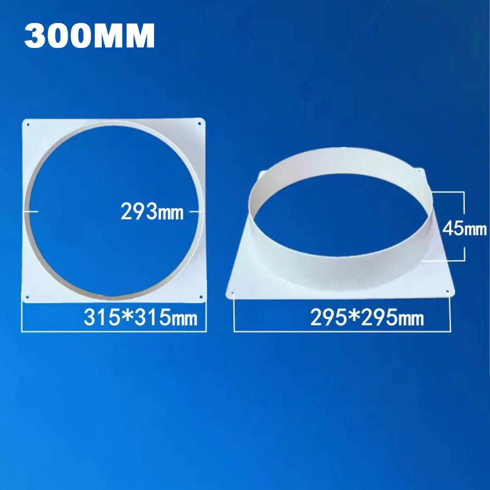 White Air Vent Duct Connector Flange – Straight Square Bottom Pipe for Easy Ventilation Duct Installation
