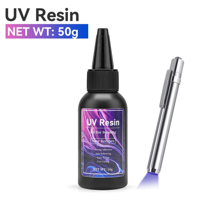 UV Epoxy Resin Glue 20g/30g/50g – High Transparency Fast Drying UV Curing Adhesive for Jewelry Making & DIY Crafts Decor