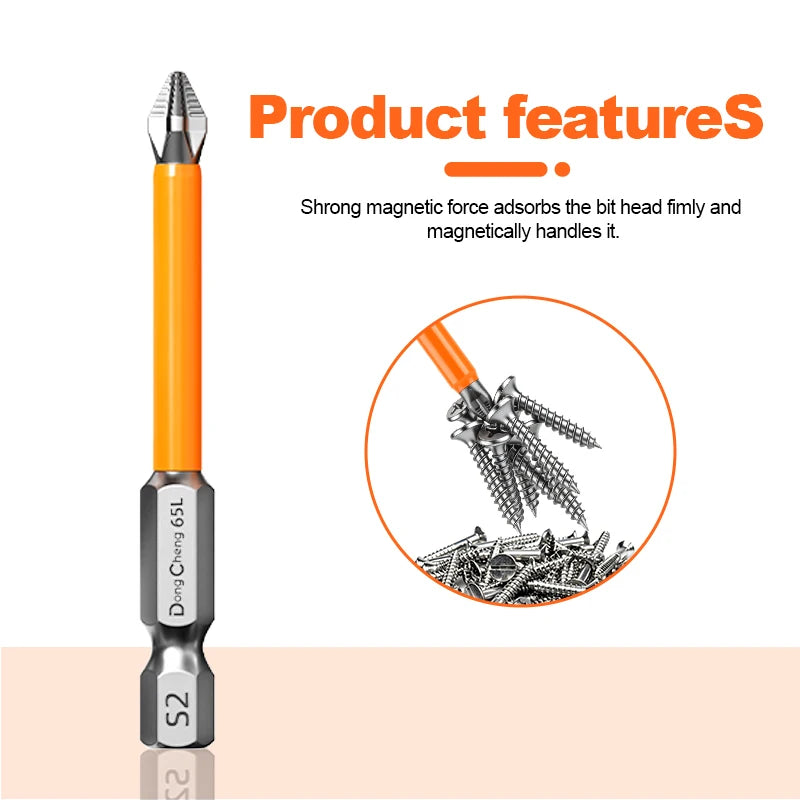 Magnetic Anti-Slip Screwdriver Bit Set - S2 Alloy Steel Impact Resistant Hex Shank Bits for Power Tools