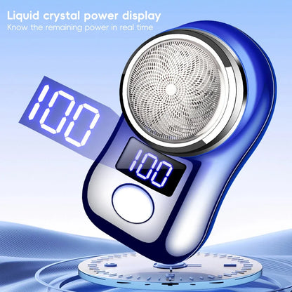 USB Rechargeable Men’s Electric Shaver with LED Display – Portable Waterproof Mini Rotary Razor for Travel and Beard Grooming