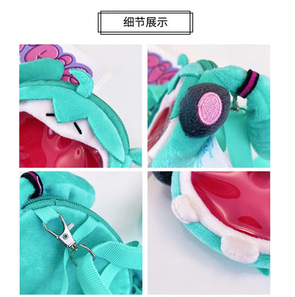 Hatsune Miku Coin Purse Shoulder Bag – Kawaii 14cm Plush Headphone Bag, Cartoon Crossbody Keychain Pendant, Perfect Girl Gift