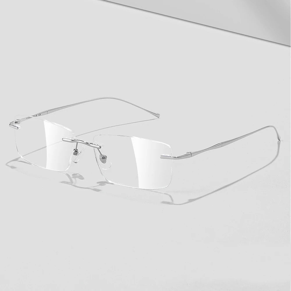 Ultra-Light Pure Titanium Rimless Glasses Frame – Anti-Blue Light Optical Frames for Men, Custom Prescription Eyeglasses