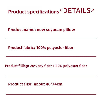 Soybean Fiber Cervical Pillow — Adult Sleep Pillow Core for Home, Dormitory & Hotel Use