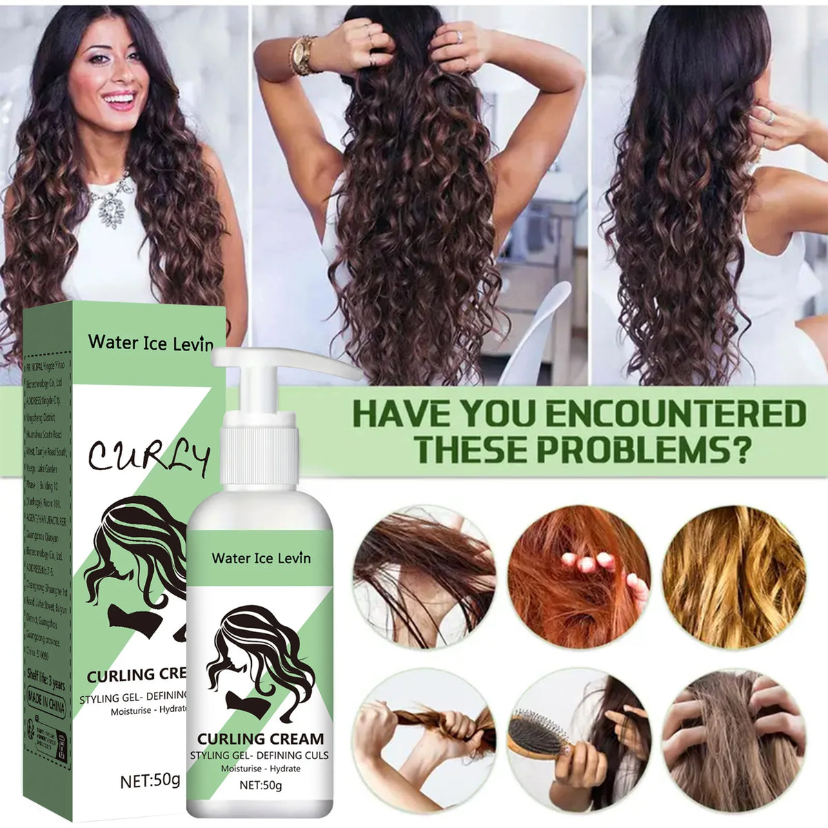 Curly Styling Gel Curling Cream - Keratin & Biotin Curl Defining, Moisturizing & Hydrating Hair Care
