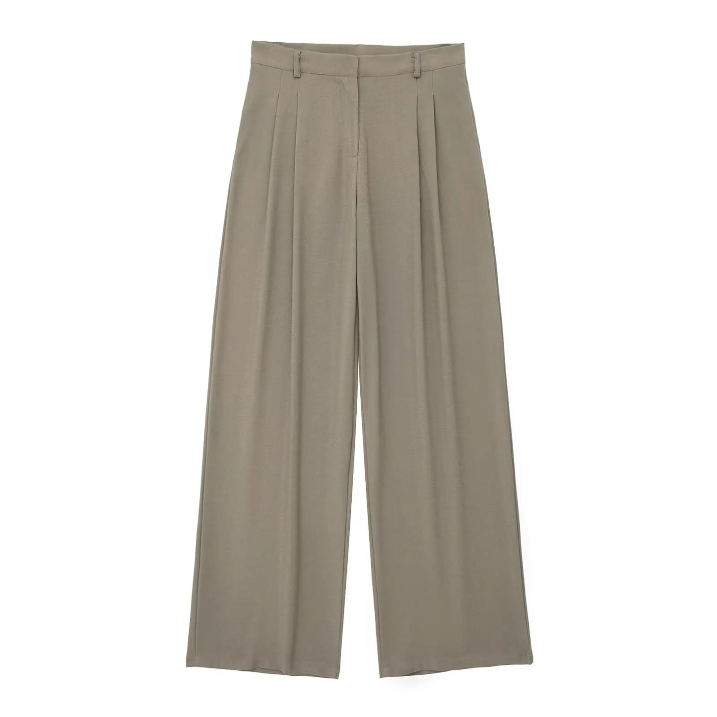 TRAFZA Women’s 2-Piece Set — Sleeveless Halter Vest Top with High-Waist Wide Leg Pants & Zipper Pockets