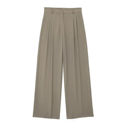 TRAFZA Women’s 2-Piece Set — Sleeveless Halter Vest Top with High-Waist Wide Leg Pants & Zipper Pockets