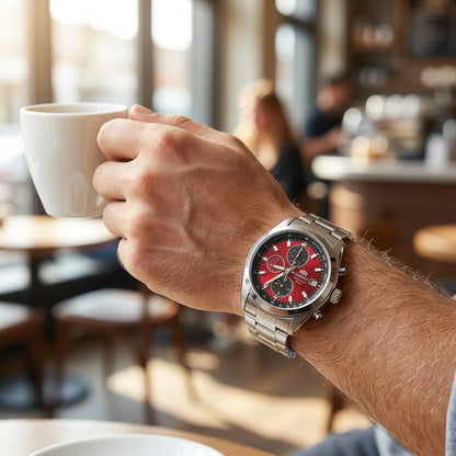 Orient Quartz Chronograph Men's Watch - Tachymeter, Date Display, 100M Water Resistant Stainless Steel Sports Wristwatch