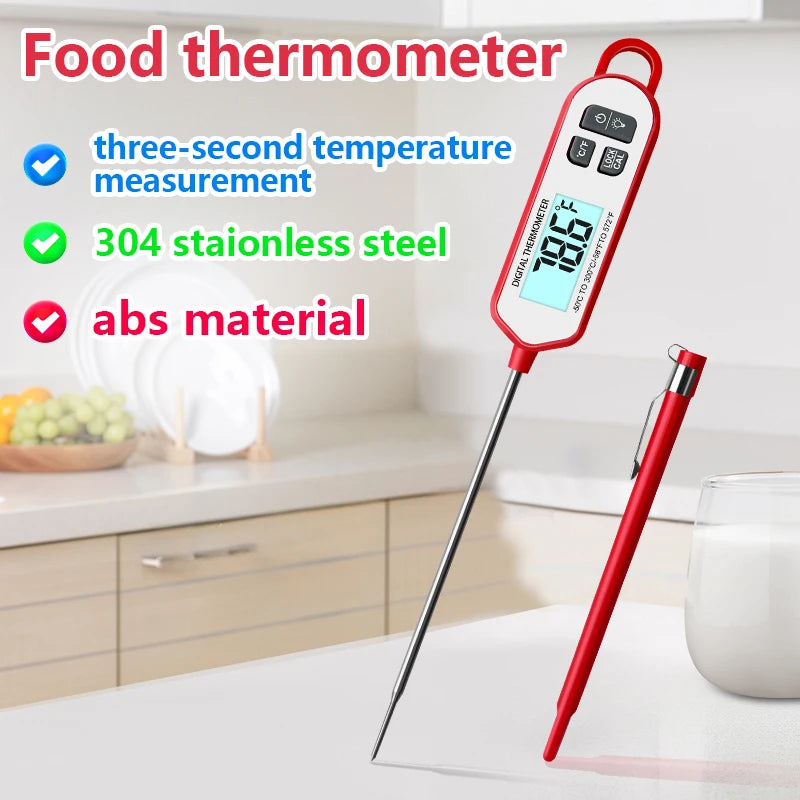 Professional Digital Meat Thermometer – Instant Read High Accuracy Waterproof Cooking Thermometer with Backlit Display for Grill, BBQ, Oven & Kitchen Use