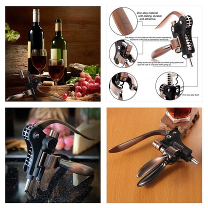 High-End Red Wine Corkscrew - Zinc Alloy Bronze Rabbit Head Wine Corkscrew Screwdriver