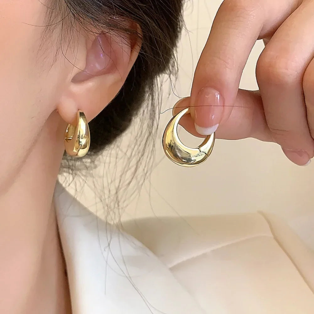 Stainless Steel Chunky Hoop Earrings – Smooth Round Statement Hoops for Women & Girls, Punk Fashion Jewelry
