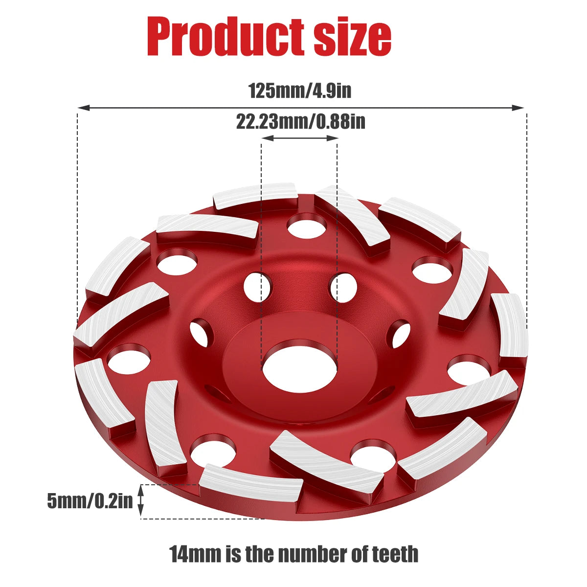5-Inch Diamond Grinding Cup Wheel – Abrasive Sanding Disc for Angle Grinder, Wear-Resistant Concrete & Stone Polishing Tool