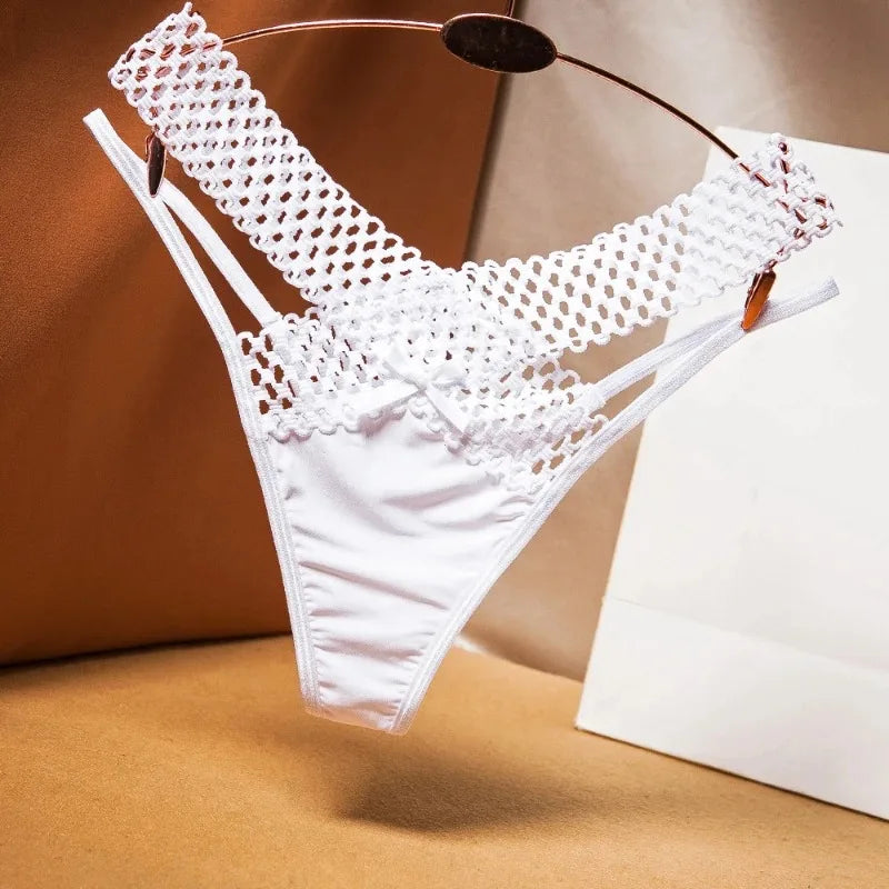 Women’s Ice Silk Thong Panties - Low Waist Cross-Cut Sexy Lingerie