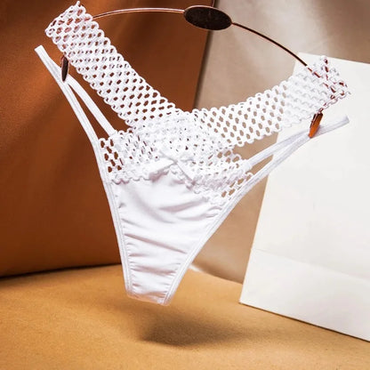 Women’s Ice Silk Thong Panties - Low Waist Cross-Cut Sexy Lingerie