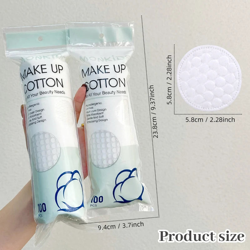 Soft Breathable Cotton Pads - 100/200pcs Double-Sided Facial Cleansing & Makeup Removal Pads