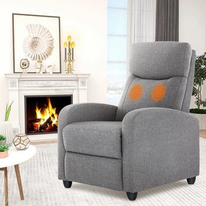 Recliner Massage Chair – Adjustable Fabric Sofa with Lumbar Support, Modern Padded Backrest for Living Room, Grey