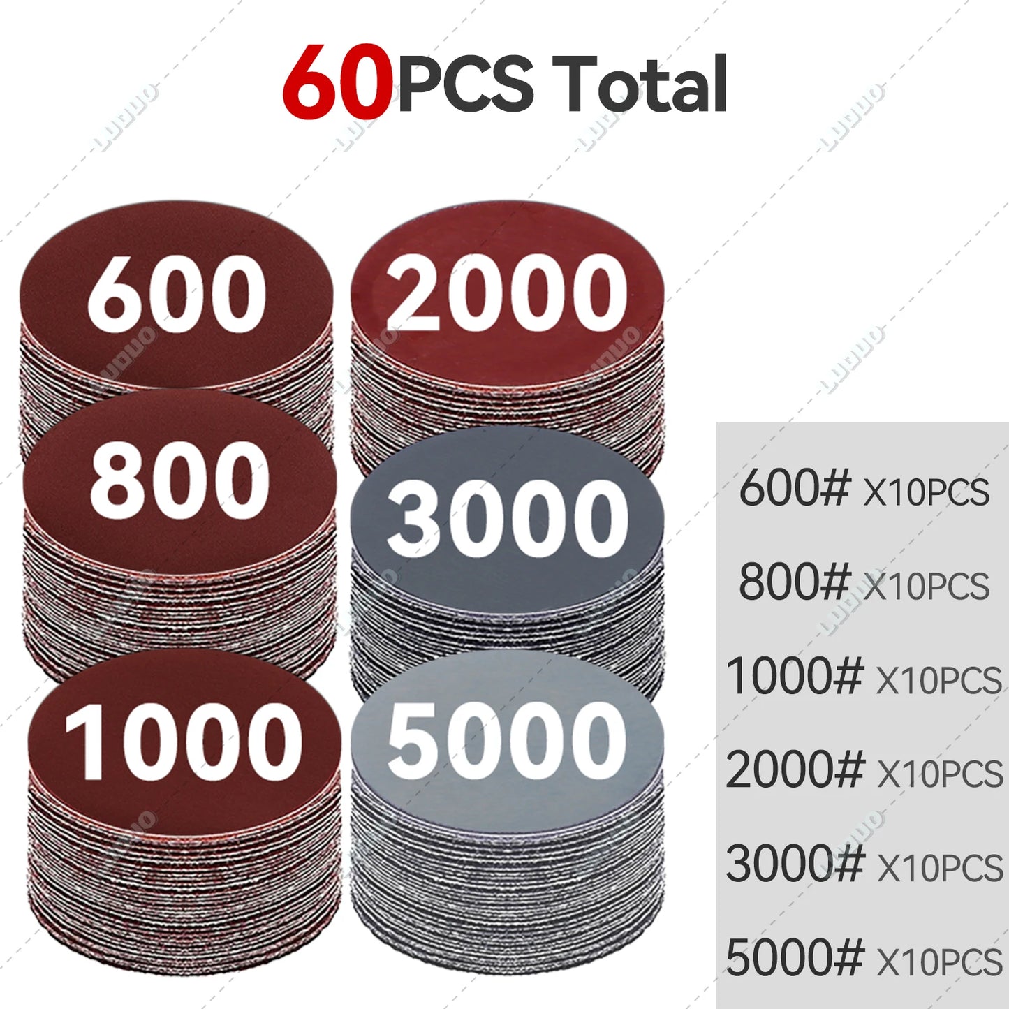 Car Detailing Headlight Restoration Sandpaper Discs – Hook & Loop Round Sanding Sheets for Metal & Wood Polishing Tools