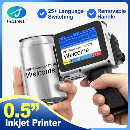 12.7mm Mini Handheld Inkjet Printer – Portable Coding Machine for Date, Batch, Logo & Plastic Label Printing (28 Languages Support)