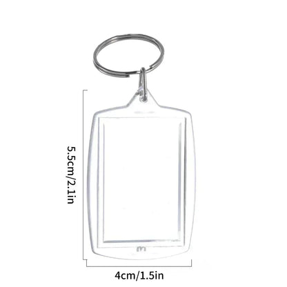 Clear Acrylic Photo Frame Keychains – Blank Rectangle Keyrings for Double-Sided Photos, DIY Supplies (5-100PCS)