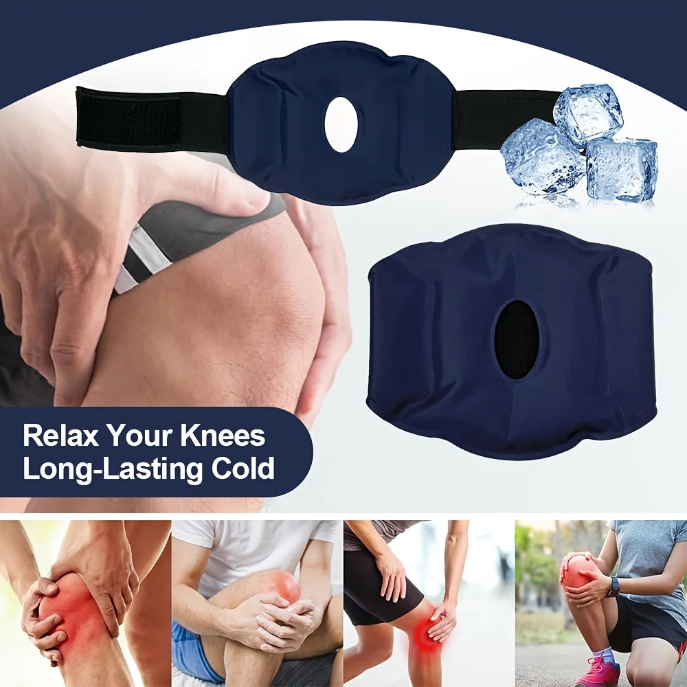 Reusable Knee Ice Pack Wrap - Adjustable Cold Therapy Gel Pad for Sports Recovery & Knee Comfort