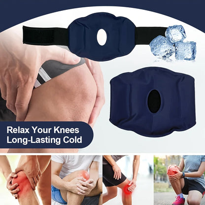 Reusable Knee Ice Pack Wrap - Adjustable Cold Therapy Gel Pad for Sports Recovery & Knee Comfort