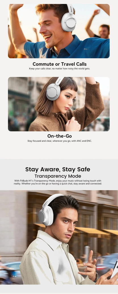 Blackview Fitbuds H1 Hybrid ANC Headphones – Bluetooth 5.4 Over-Ear Wireless Headset with Hi-Res Audio & Mic
