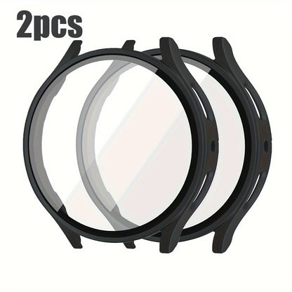 2-Pack Samsung Galaxy Watch Protective Case with Tempered Glass - Full-Coverage Drop-Resistant and Scratch-Resistant Screen Protector for Watch 4/5/6/7 40mm & 44mm